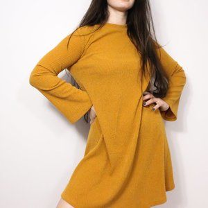 Old Navy Mustard Long Sleeve Midi Dres